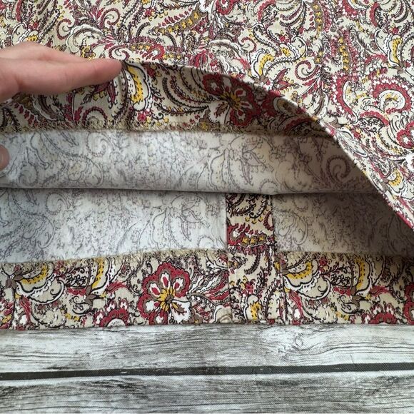 Charter Club Womens Paisley Pencil Skirt Cream Brown Yellow Red 10 Elastic Waist - Picture 8 of 11